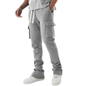 Pantalones de chándal apilados informales para hombre de alta calidad 100% algodón MOQ bajo personalizado al por mayor Flare Cargo Joggers - Product Image 6