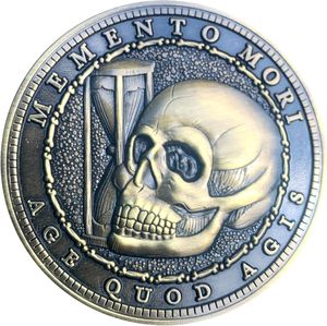 Pièce de rappel stoïque en laiton antique Memento Mori Pièce de défi vierge, ébauches de gravure en laiton massif - Product Image 1