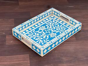 Mini bandeja de servicio con incrustaciones de hueso hecha a mano, respetuosa con el medio ambiente, sostenible, exquisita joyería elegante, baratijas, bandeja decorativa - Product Image 5