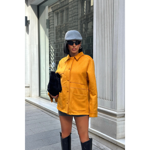 Veste en daim moutarde pour femme - Product Image 2