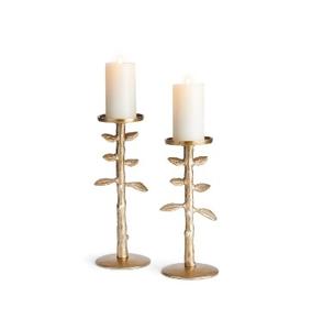 Brass Plated Unique Designer Table Top Metal Candle <b>Stand</b> Set of Two Indian Christmas Decorative Piece Metal Candle <b>Stand</b> - Product Image 1