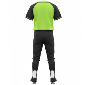 ชุดยูนิฟอร์มเบสบอลสีเขียวมะนาวและดำแบบคลาสสิก เสื้อเจอร์ซีย์แขนยาวแบบแร็กแลนพร้อมแถบตัดสี และกางเกงกีฬาสำหรับทีม - Product Image 3
