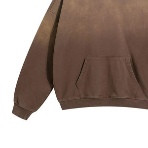 En gros 450Gsm Pull Over Heavyweight Distressed Broderie À Capuche Personnalisé Imprimé Vierge Surdimensionné Acide Lavé Hoodies Hommes - Product Image 3