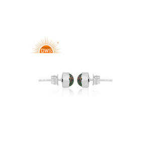 ต่างหูเงินแท้ทรงสวยหรู ประดับด้วยพลอยโมฮาวีคอปเปอร์ อะซูไรต์ และมาลาไคต์ สำหรับผู้หญิง - Product Image 3