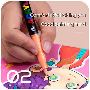 光娜12色亚克力肤色笔套装塑料画笔，用于绘画和素描 - Product Image 4