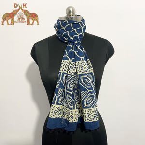 Main Bloc Coton Nouvelle Qualité Indigo bleu sirène Main bloc impression gros écharpe pur coton - Product Image 4