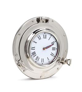 <b>Silver</b> Metal Nautical Porthole Wall <b>Clock</b> Marine Brass Ship Porthole <b>Clock</b> 15'' Ship Window Wall <b>Clock</b> - Product Image 5