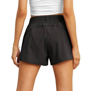 Venta al por mayor de las mujeres Yoga Leggings cortos Scrunch Butt Shorts logotipo personalizado V espalda tornillo cintura sin costuras entrenamiento gimnasio pantalones cortos - Product Image 3