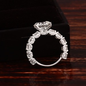 Anneau Moissanite rond réglage broche Moissanite bijoux faits à la main personnalisé coupe ronde belle bague cadeau d'anniversaire pour l'amour - Product Image 1