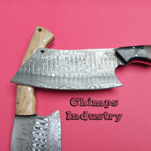 Cuchillo de carnicero forjado a mano de 7 pulgadas, cuchillo de carnicero de acero de Damasco para trabajo pesado con mango Tang completo - Product Image 5