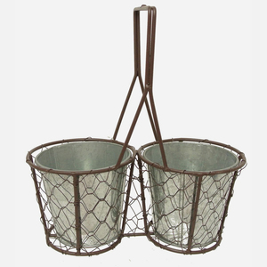 2 macetero redondo galvanizado con soporte de Metal - Product Image 4