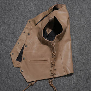 Precio bajo al por mayor Chaleco de cuero de talla grande Uso al aire libre Hombres 100% Chaleco de cuero genuino para la venta - Product Image 2