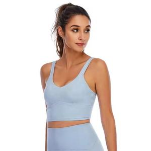 Sujetador deportivo de palangre con espalda abierta de impacto para mujer, ropa de Yoga para correr, diseño de correa cruzada transpirable Plus - Product Image 3