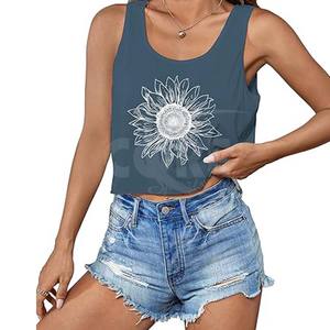 Camiseta sin mangas de verano de Color sólido para mujer, camisetas cortas transpirables de secado rápido a rayas sin mangas para mujer - Product Image 6