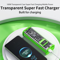 Chargeur portable à charge super rapide 100w Powerbank 8000mah 10000mah 32000mah 40000mah Boîtier de batterie externe transparent