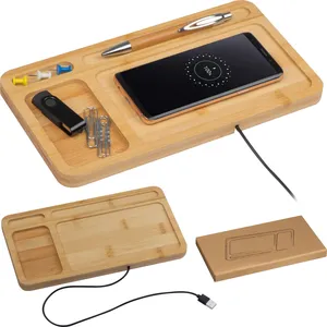 Caricatore Wireless in Bambù ISABELLE, Organizer da Scrivania Personalizzato, Gadget - Product Image 1