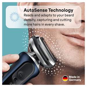 Rasoir électrique rechargeable pour homme, rasoir à grille bleu, utilisation humide/sèche, tête flexible, accessoire tondeuse, étanche IPX7, sans fil, lavable - Product Image 4