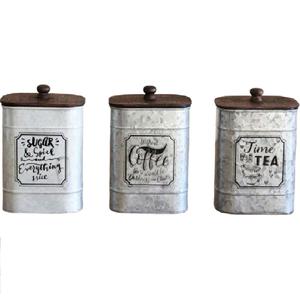 Modern <b>Galvanised</b> Storage <b>Bin</b> Decorative Metal Container Perfect For Tea Coffee Sugar Spices And Pantry Essentials - Product Image 5