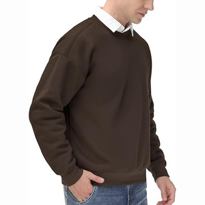 Nouveaux hommes sweat à capuche personnalisé 100% coton éponge française motif solide lavage à l'acide anti-rétrécissement sweat à col rond pour hommes - Product Image 4
