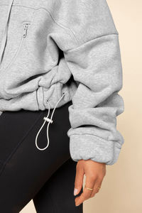 Winter Long Sleeve Pullover Mid <b>Weight</b> Adjustable <b>Stand</b> Women Cropped Half Zipper Hoodie Front Logo 100% Cotton Streetwear - Product Image 3