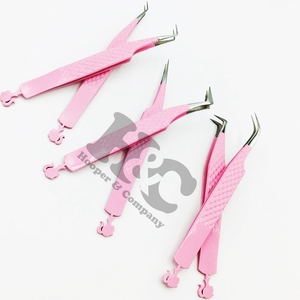 Pince à épiler droite pour poupée inférieure pince à épiler rose clair volume de vison durable 45 degrés pince à cils - Product Image 6