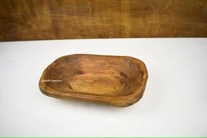 Tazón de masa de madera Vintage marrón tallado a mano bandeja de madera decorativa rústica para cocina de granja, centro de mesa, decoración del hogar - Product Image 6