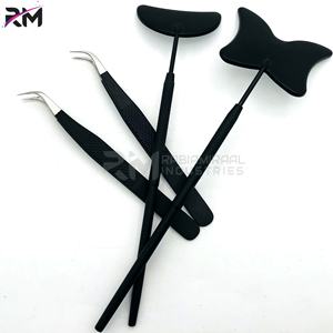 Espejo de pestañas RMI, pinzas para extensión de pestañas y color con recubrimiento de polvo negro, Punta plateada, juego de agarre de nuevo diseño - Product Image 5