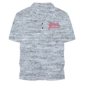 Polo Sororité Heather Grey, Sororité Grecque, Femmes, Rose & Vert, Sœur d'Étudiant, Style Casual, Vêtement Polo - Product Image 5