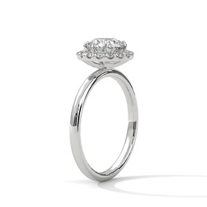 1.30ct Round Brilliant Cut Moissanite Halo <b>Solitaire</b> <b>Ring</b> 925 Sterling <b>Silver</b> Engagement Band - Product Image 4