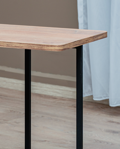 Mesa de Centro Moderna con Tapa de Madera y Estructura Metálica, Mueble Minimalista para Sala de Estar, Mesa Auxiliar Moderna en Forma de C con Tapa de Madera - Product Image 5
