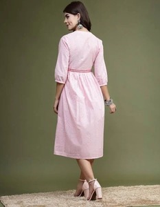 Vestido bohemio de algodón de nueva moda, estampado Floral, estampado a mano, ropa informal de verano, botón ecológico, dulce para damas de honor ODM - Product Image 3