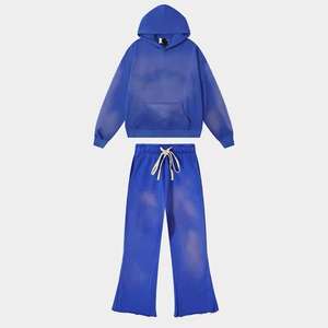 Ensemble de survêtement unisexe vintage personnalisable 2025 – Hoodie zippé délavé à l'acide avec broderie usée en molleton décontracté pour le printemps - Product Image 5