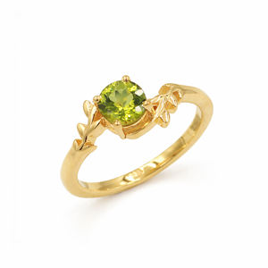 Anillo de Plata de Ley 925 con Peridoto en Forma de Vid, Gema Verde Redonda, Joyería de Diseño Inspirada en la Naturaleza - Product Image 1
