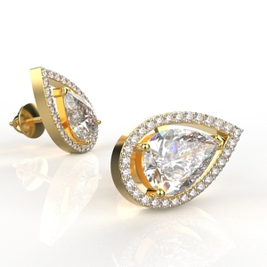 ต่างหูแบบกระดุมทอง18K 1.30กะรัตแต่ละเม็ดทำจากเพชรโมอิสฮาโล - Product Image 3