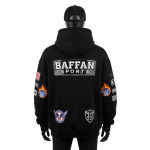 Hombres Premium 380GSM Fleece Cotton Hoodie Custom Bordado Patch Logo Streetwear Oversized Sports Style Basics Hoodie - Product Image 2