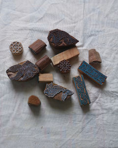 Bloque de Impresión de Madera con Diseño Floral y de Peces Hecho a Mano |   Bloques de Impresión Indios, Madera de Teca - Product Image 4