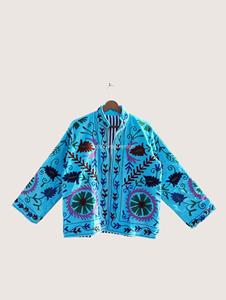 Abrigo Bohemio Bordado de Algodón para Mujer, Talla Grande, Estampado Floral, Cuello Mandarín, Manga Larga, Ropa de Abrigo de Primavera - Product Image 1