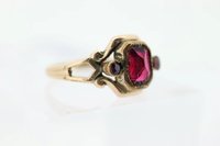 Anillo con Bisel de Cristal Rubí de Diseño Vintage, Plata de Ley 925, Chapado en Oro de 18K, Certificado, para Mujer, Ideal para Bodas y Fiestas
