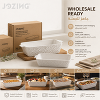 Plat à four rectangulaire en céramique blanche JOZING, plat à lasagnes gaufré, vaisselle de table, fournisseur de vaisselle, compatible four et lave-vaisselle