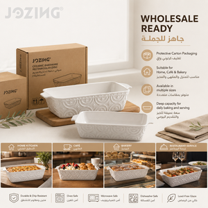 <span class=keywords><strong>Plat</strong></span> à four rectangulaire en céramique blanche JOZING, <span class=keywords><strong>plat</strong></span> à lasagnes gaufré, vaisselle de table, fournisseur de vaisselle, compatible four et lave-vaisselle - Product Image 4