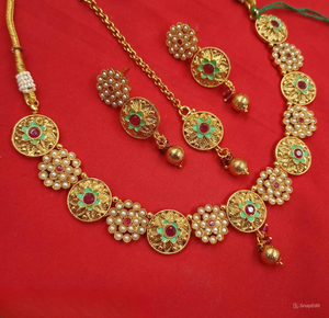 INDIAN TRADITIONAL and FASHIONABLE COPPER <b>JEWELLERY</b> BRIDAL WEDDING <b>JEWELLERY</b> <b>SET</b> for WOMEN EARRINGS and NECKLACE <b>SET</b> - Product Image 1