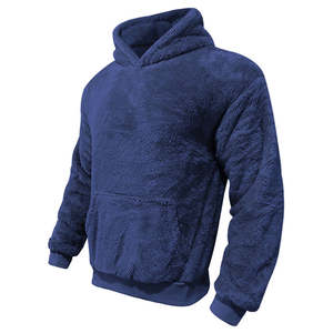 Men's Breathable Windproof Eco-Friendly Winter <b>Fur</b> Zipper-Up <b>Hoodie</b> Navy Blue Long Sleeve Oversize Casual Print Sweatshirt - Product Image 4