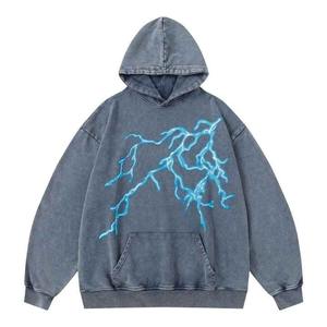 Custom Acid Wash Hoodies Hombres Unisex Pullover Oversized Cotton Streetwear Hoodies - Product Image 1