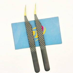 Pinces à extensions de cils en acier inoxydable, antistatiques, durables, testées à la main, pinces à isolation incurvées en forme de dauphin pour les artistes des cils - Product Image 2