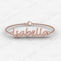 Bracelet tendance en argent sterling 925 fait main, design hexagonal minimaliste chrétien, personnalisable avec nom, rose, dernier cri, le plus vendu