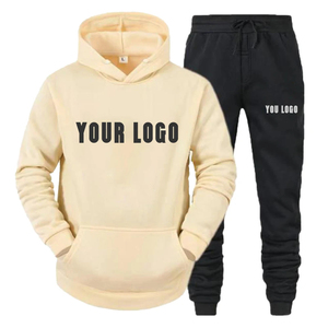 Sweat-shirt à capuche et pantalon de survêtement unisexe en coton épais 100% avec poches brodées en tissu polaire avec logo personnalisé - Product Image 5