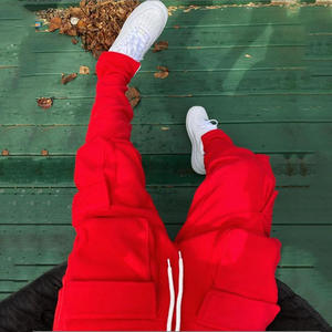 Vente en gros de vêtements de ville personnalisés jogging cargo multi-poches en toile pantalon de survêtement épais empilé pantalon baggy écologique - Product Image 3