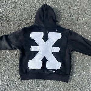 เสื้อมีฮู้ดแบบสวมศีรษะแนวสตรีทผ้าฝ้ายฝรั่งเศสเทอร์รี่แอซิดวินเทจ - Product Image 2