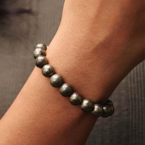 NOVAMART Fine Authentic Raw Pyrite Ball Shape Astrology Healing Crystal Bracelet <b>Bangle</b> Certificate Authenticity for Everyday We - Product Image 5