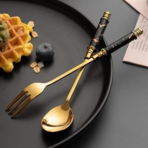 Laiton Coulée Alimentaire Cuillère De Service Feuille Conception Poignée Couverts Argenterie Ustensiles De Cuisine Vaisselle De Table Fournitures De Mariage - Product Image 1